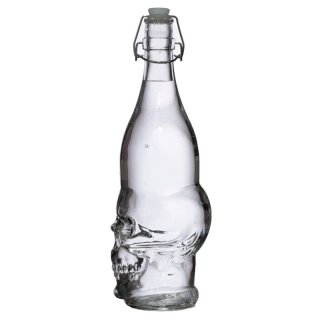 Clear bottle with the skull design on the top