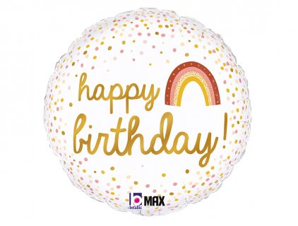 Happy Birthday Boho ουράνιο τόξο foil μπαλόνι 46εκ