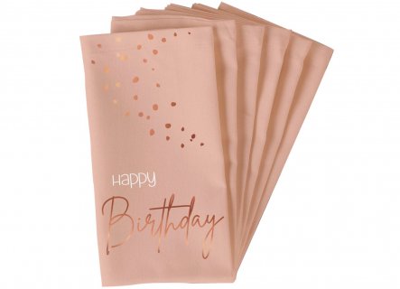 Eelgant napkins in blush color with rose gold foiled print for a birthday theme party