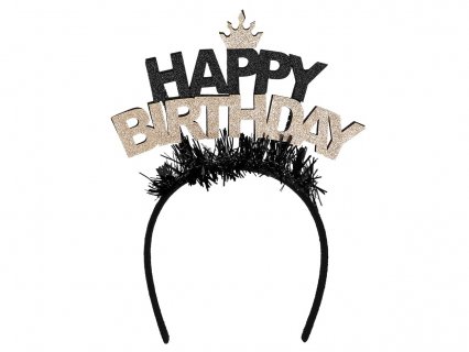 Headband for a birthday party in black and gold color
