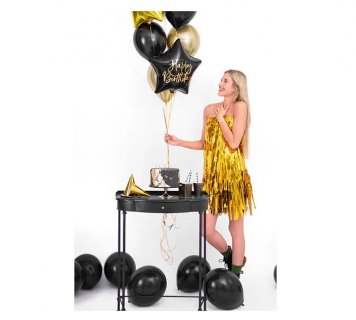 Foil αστέρι μαύρο μπαλόνι με χρυσά γράμματα Happy Birthday