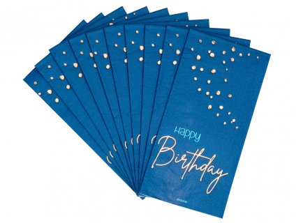 Blue napkins with gold foiled details for a birthday party