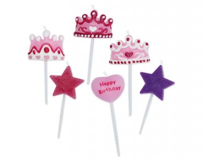 Happy Birthday princess cake candles 6pcs