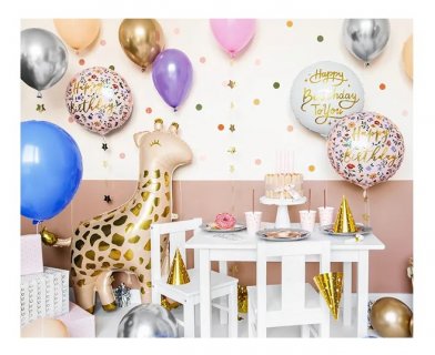 Άσπρο foil μπαλόνι με χρυσό τύπωμα τα γράμματα Happy Birthday to You