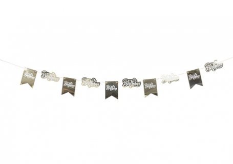 Happy Birthday gold garland with white letters 3m