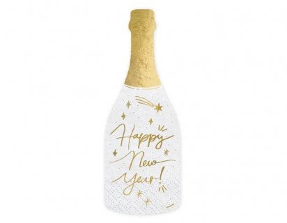Happy New Year white champagne napkins 20pcs