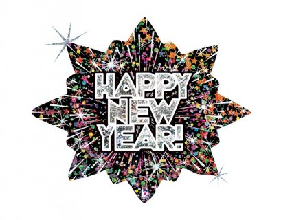 Happy New Year foil μπαλόνι σε σχήμα αστεριού με πυροτεχνήματα