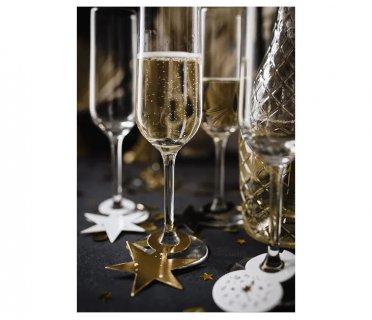 Decorative drink tags for a New Year's Eve theme party