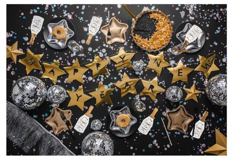 New Year's Eve party decoration with the gold stars garland