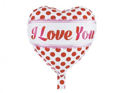 I love you with dots heart shaped foil balloon 45cm