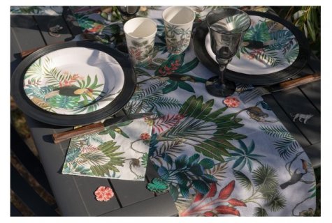 Decorative table runner for a tropical theme party from the Java party collection