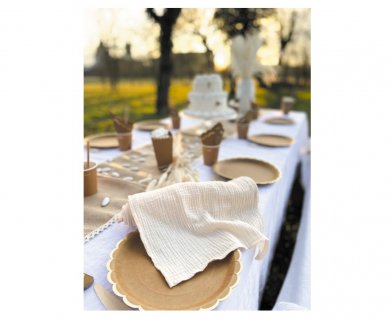 Fabric cotton runner in ivory color for table decoration