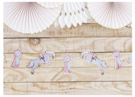 Decorative paper garland with gold foiled details for a Horse riding theme party