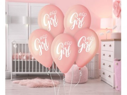 It's a girl pink latex balloons for a baby shower party decoration