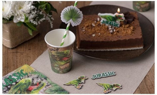 Party and candy bar accessories paper straws with Jurassic dinosaurs
