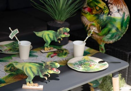 Wooden dinosaur shaped centerpiece table decoration