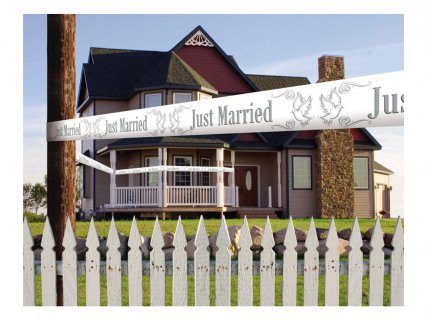 Decorative white tape with Just Married print