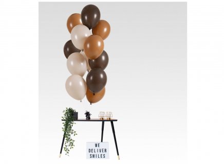 Latex balloons in brown, mocha and nude colors