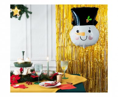 Foil balloon in the shape of a snowman head for a Christmas party decoration