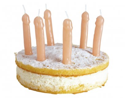 Cake candles in the shape of Willy for a bachelor party