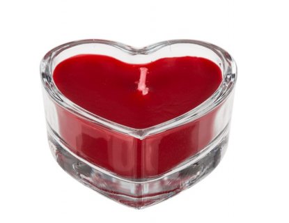Red heart candle in a glass 8cm