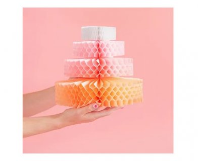 4 level cake shaped paper honeycomb decoration for a Birthday theme party