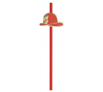 Red paper straws with the fireman helmet