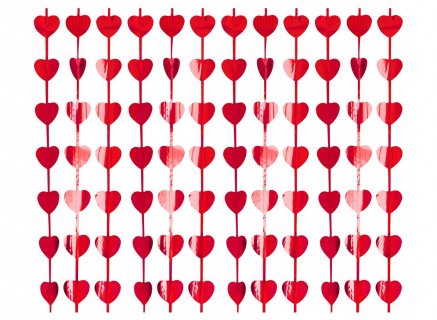 Red foil curtain with hearts