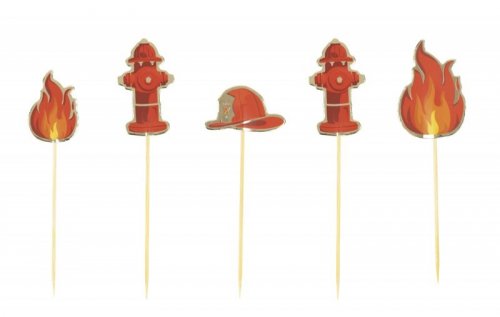 Red fire department cake toppers