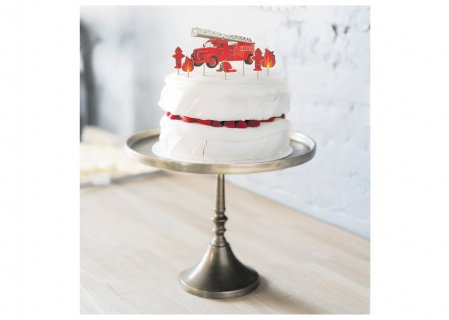 Κόκκινη πυροσβεστική διακόσμηση για την τούρτα 6τμχ