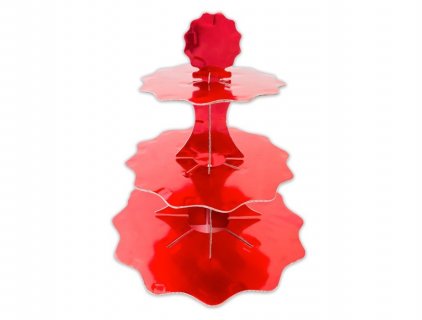 Τριώροφη βάση για cupcakes σε κόκκινο ,μεταλλικό χρώμα