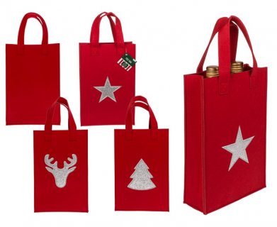 Τσόχινη κόκκινη τσάντα για τα Χριστούγεννα