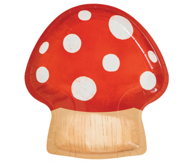 Red mushroom shaped paper plates 8pcs
