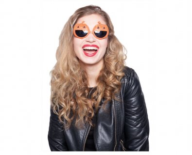 Glitter orange pumpkins party glasses for Halloween