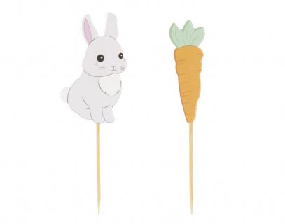 Bunny and carrots decorative picks 10pcs