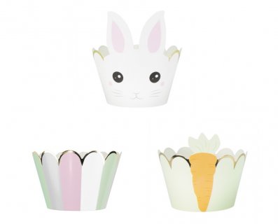 Bunny and carrots cupcake wrappers 6pcs