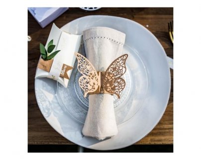 Decorative napkin rings in kraft color with the butterfly design