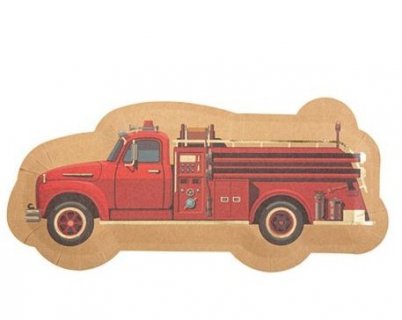 Kraft fire department shaped paper plates 8pcs