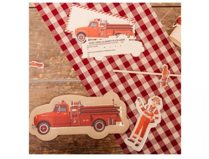 Paper plates in the shape of a fire truck for boys party