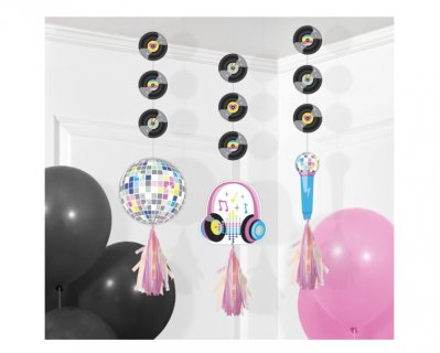 Hanging decorations for a disco theme party