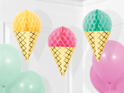 Ice cream shaped honeycomb decorations (3pcs)