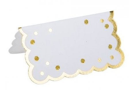Πολυτελή καρτελάκια για το τραπέζι σε λευκό χρώμα με πουα 8τμχ