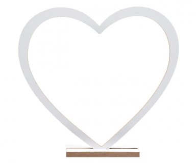 Διακοσμητική ξύλινη καρδιά για το τραπέζι σε λευκό χρώμα 39εκ