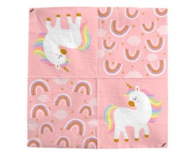 Luncheon napkins for a unicorn and rainbow theme party