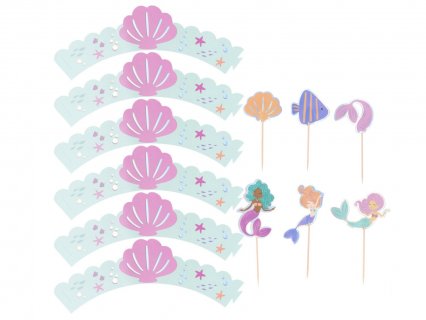 Διακοσμητικά περιτυλίγματα και toppers για cupcakes με θέμα την γοργόνα