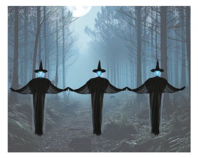 Large decoration with 3 witches for Halloween theme party