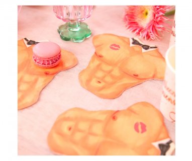 Napkins in the shape of a male body for a bachelorette party theme