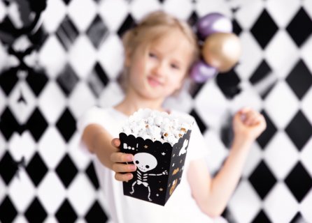 Halloween pop corn boxes with gold foiled print