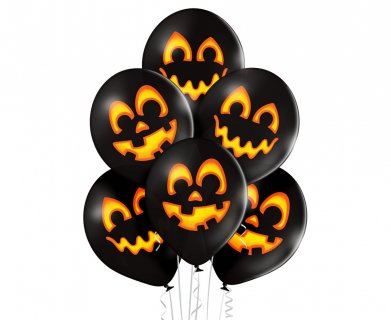 Μαύρα λάτεξ μπαλόνια με θέμα την κολοκύθα για Halloween πάρτυ