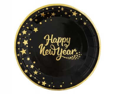 Happy New Year μικρά χάρτινα πιάτα με αστεράκια 6τμχ